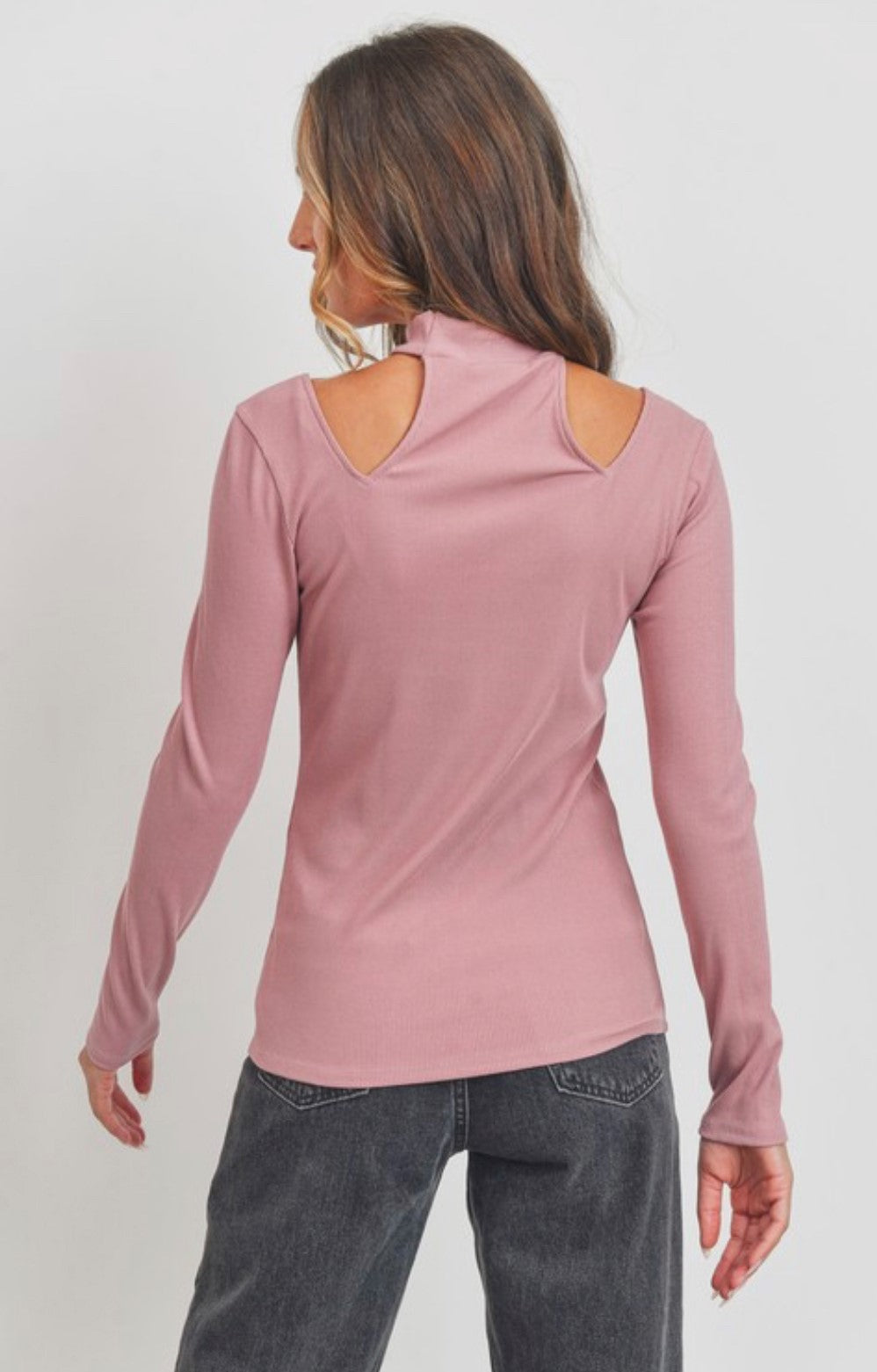 KRISA KUT OUT LONG SLEEVE TOP | DUSTY ROSE