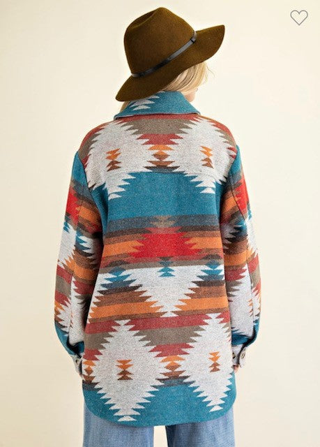 HEADED WEST SHACKET | TEAL MULTI