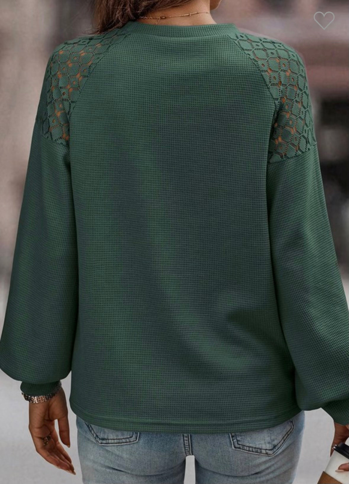 LAYLA LACE LONG SLEEVE TOP | GREEN