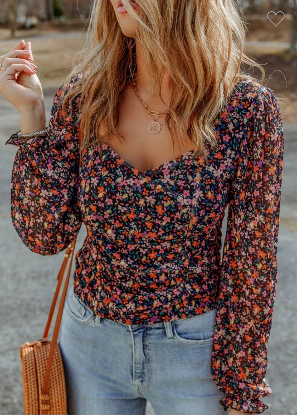 JEWEL FLORAL LONG SLEEVE TOP