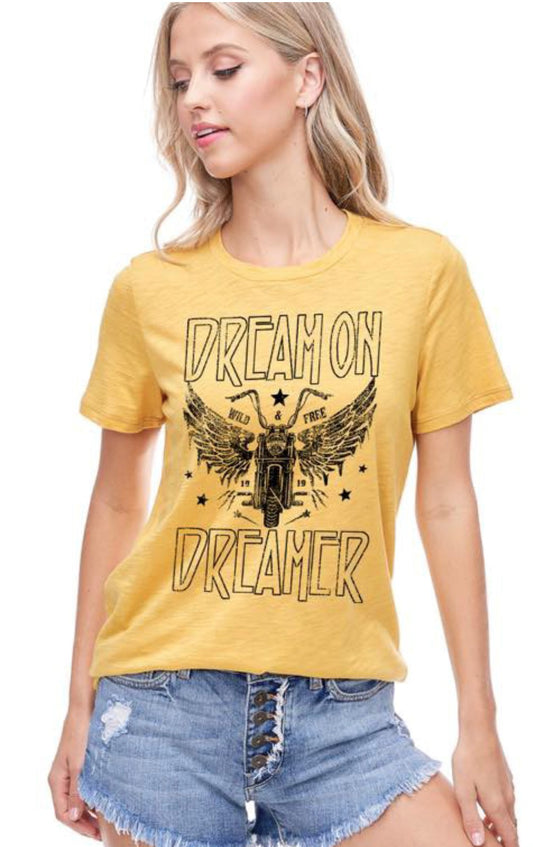 DREAM ON GRAPHIC TEE | MUSTARD