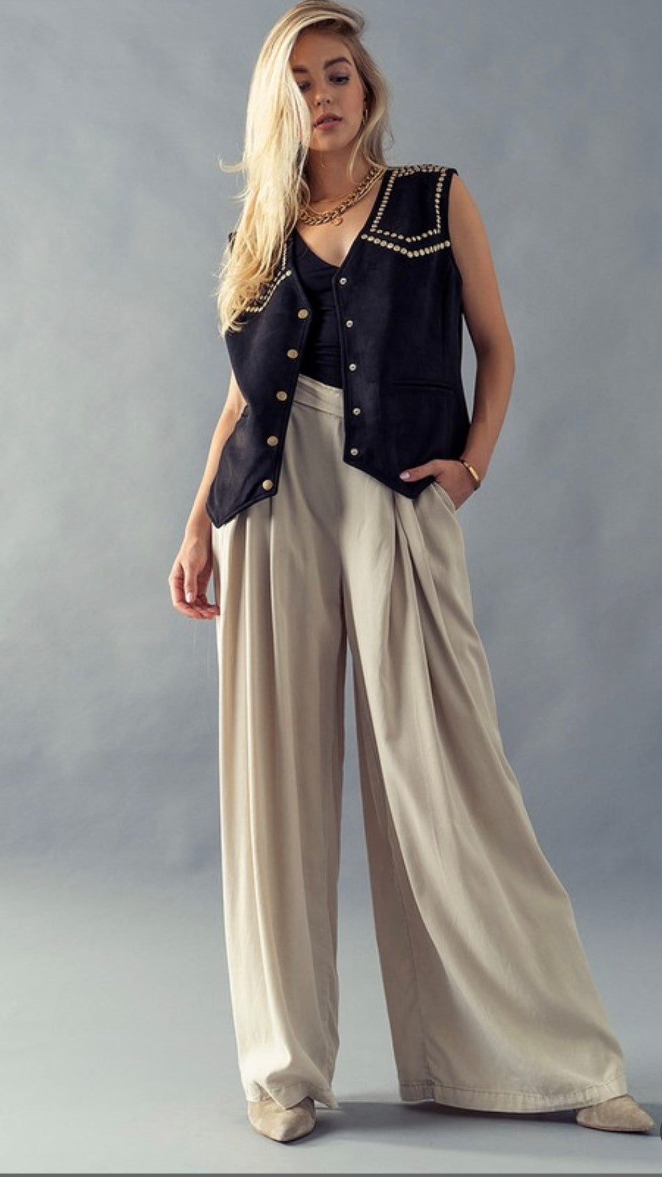 GO WITH THE FLOW WIDE LEG PANTS | TAUPE