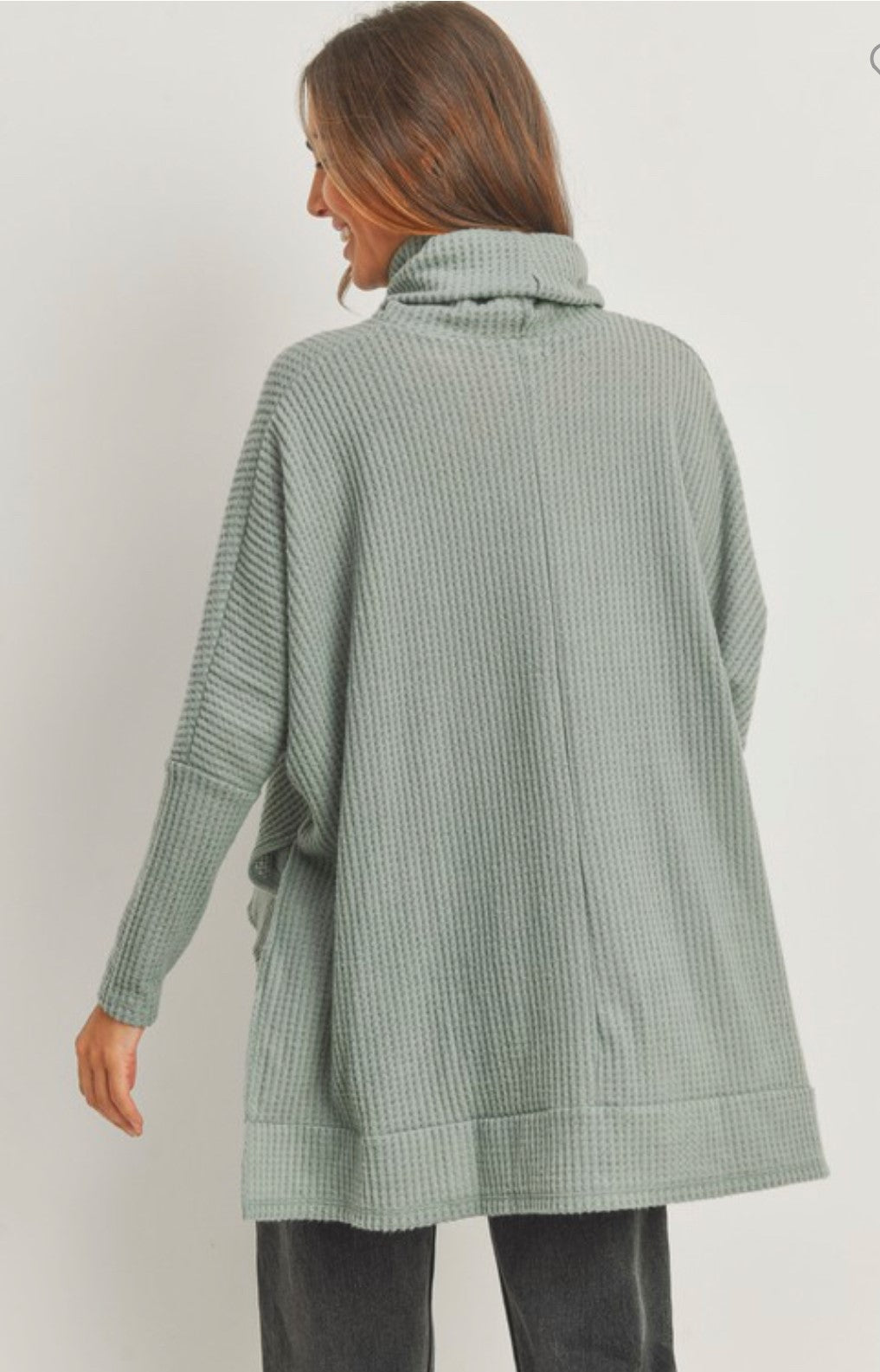 MARIAH COWL NECK SWEATER | SAGE