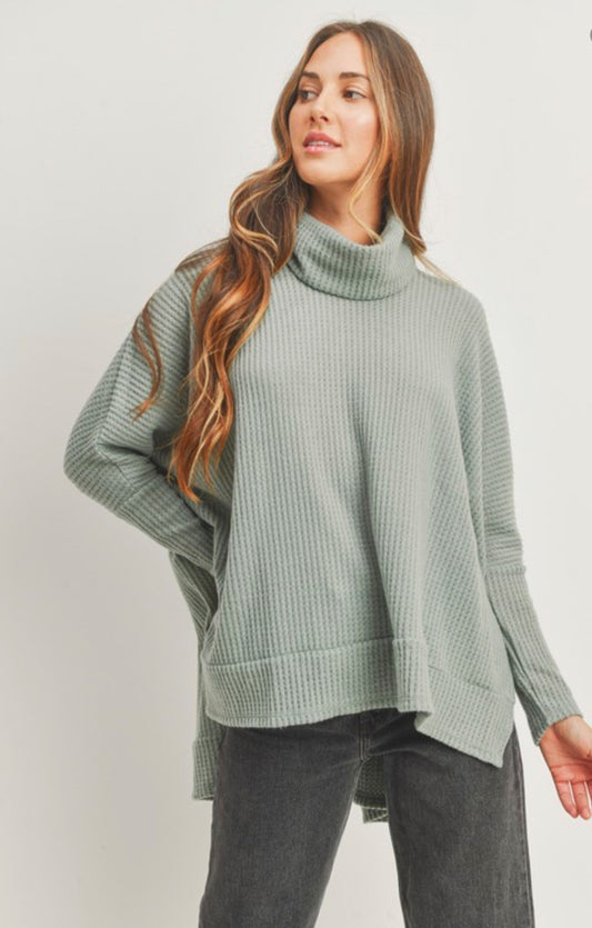 MARIAH COWL NECK SWEATER | SAGE