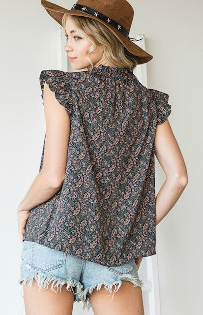 PLAYFUL IN PAISLEY TOP | TEAL