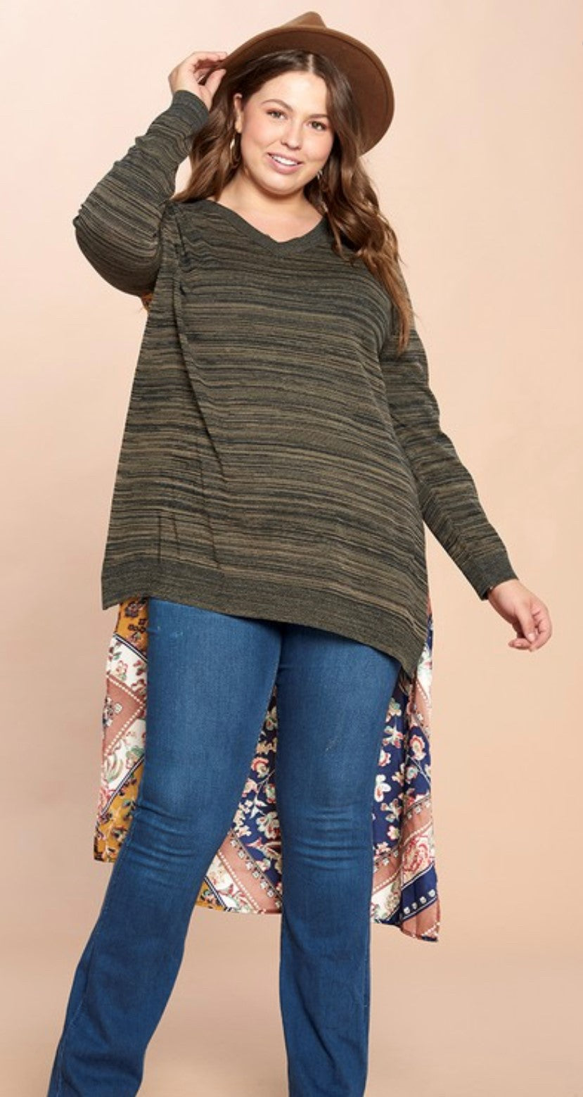 DON'T LOOK BACK HIGH-LOW SWEATER | CHARCOAL | +PLUS