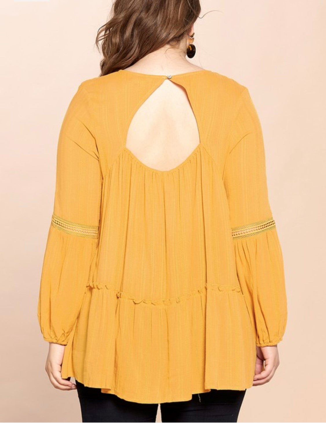 SUNNY EMBROIDERED TOP | MUSTARD | +PLUS