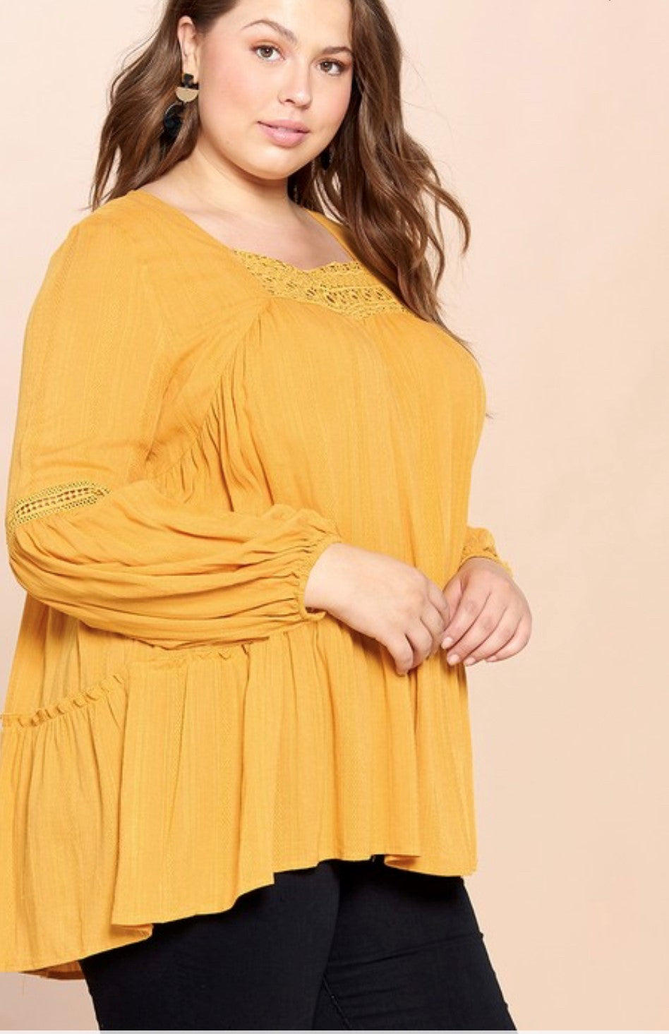 SUNNY EMBROIDERED TOP | MUSTARD | +PLUS