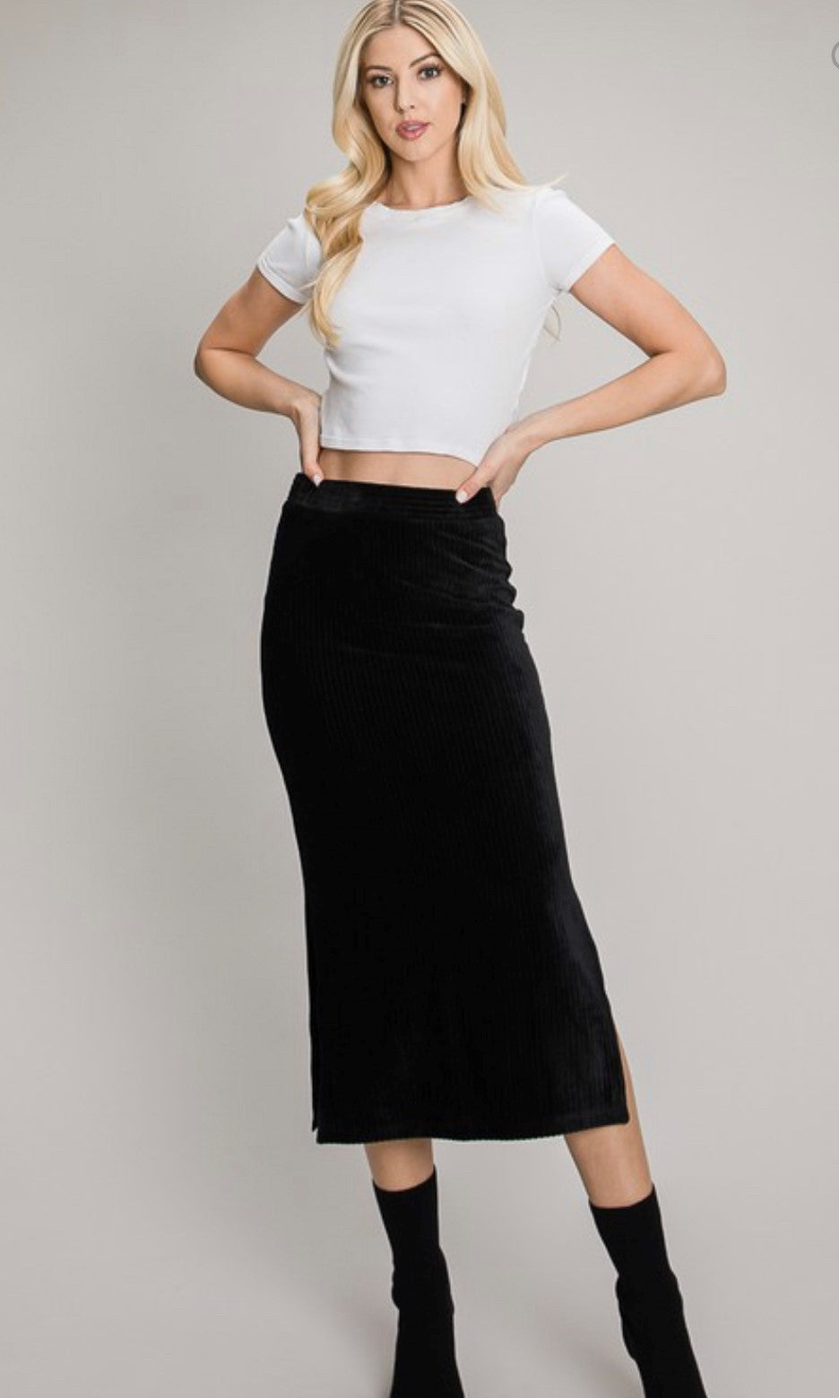 VIVIAN MIDI SKIRT | BLACK